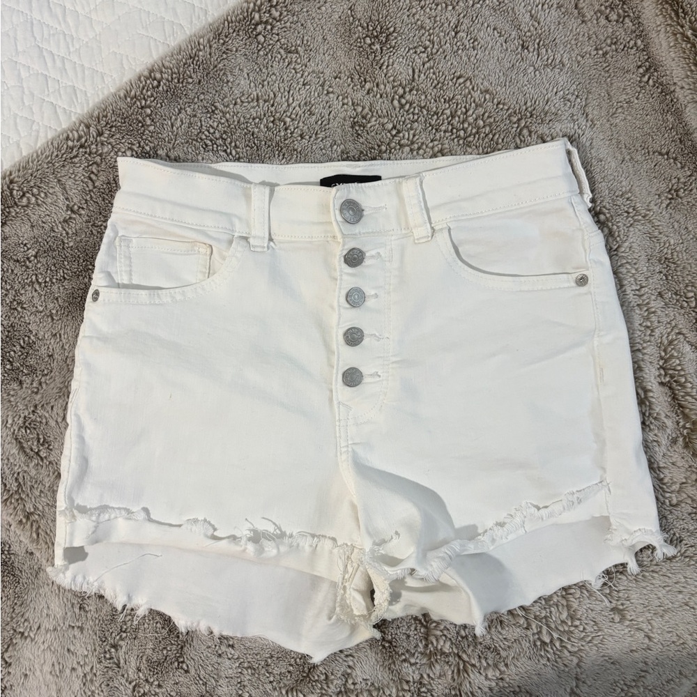 Express High Waist White Denim Shorts